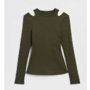 WHBM® FORME Long Sleeve Cutout Ribbed Top. NWOT.